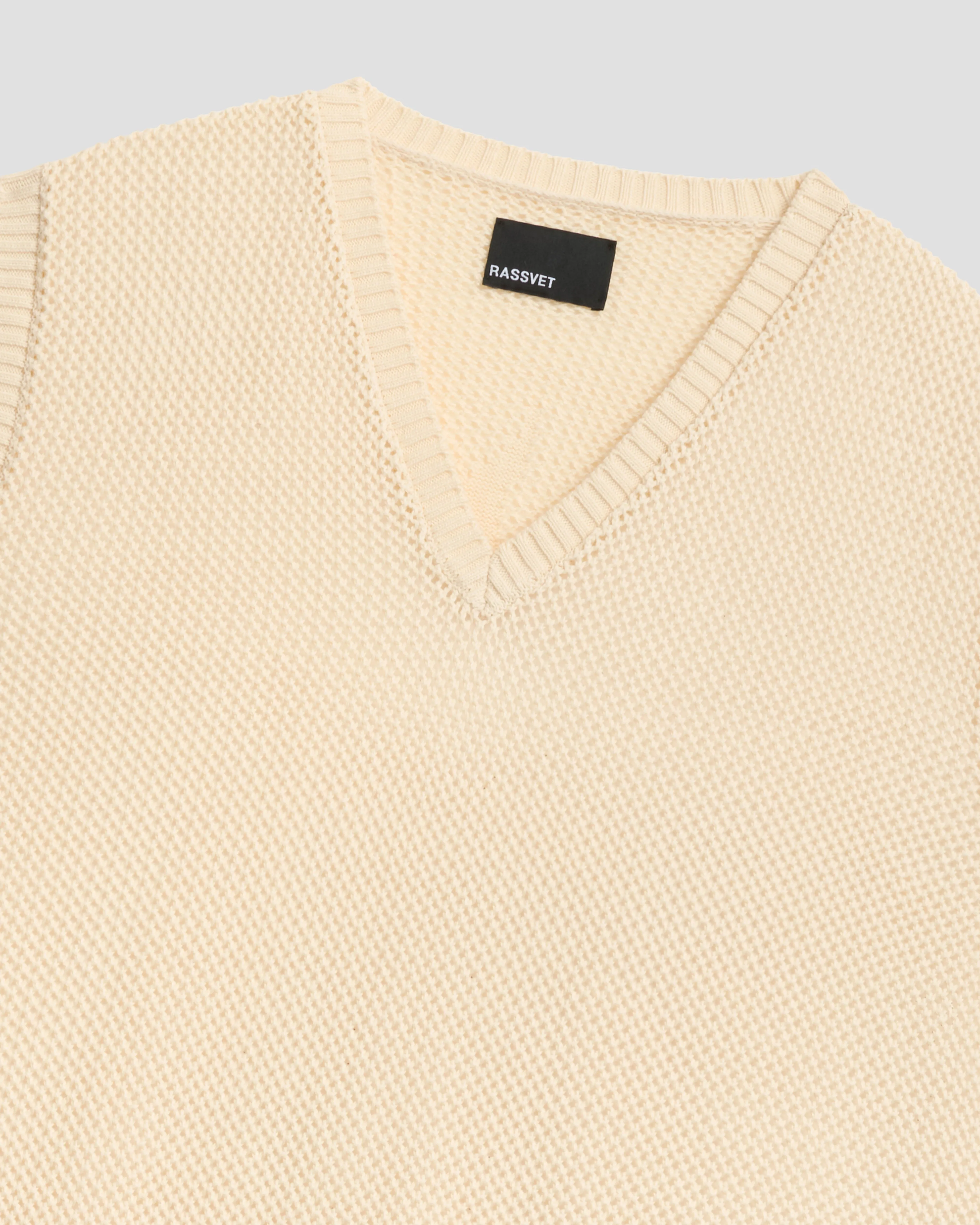 PACC16N003~LOOSE KNIT WAVE VEST - BEIGE