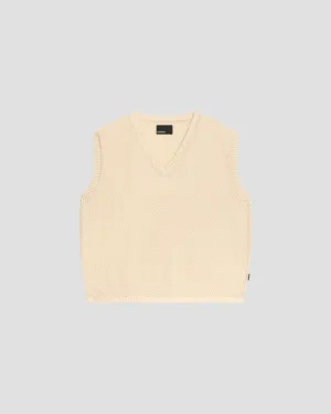 PACC16N003~LOOSE KNIT WAVE VEST - BEIGE