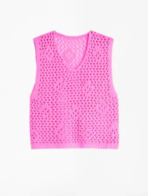 PALMIRA PINK SLEEVELESS CROCHET TOP