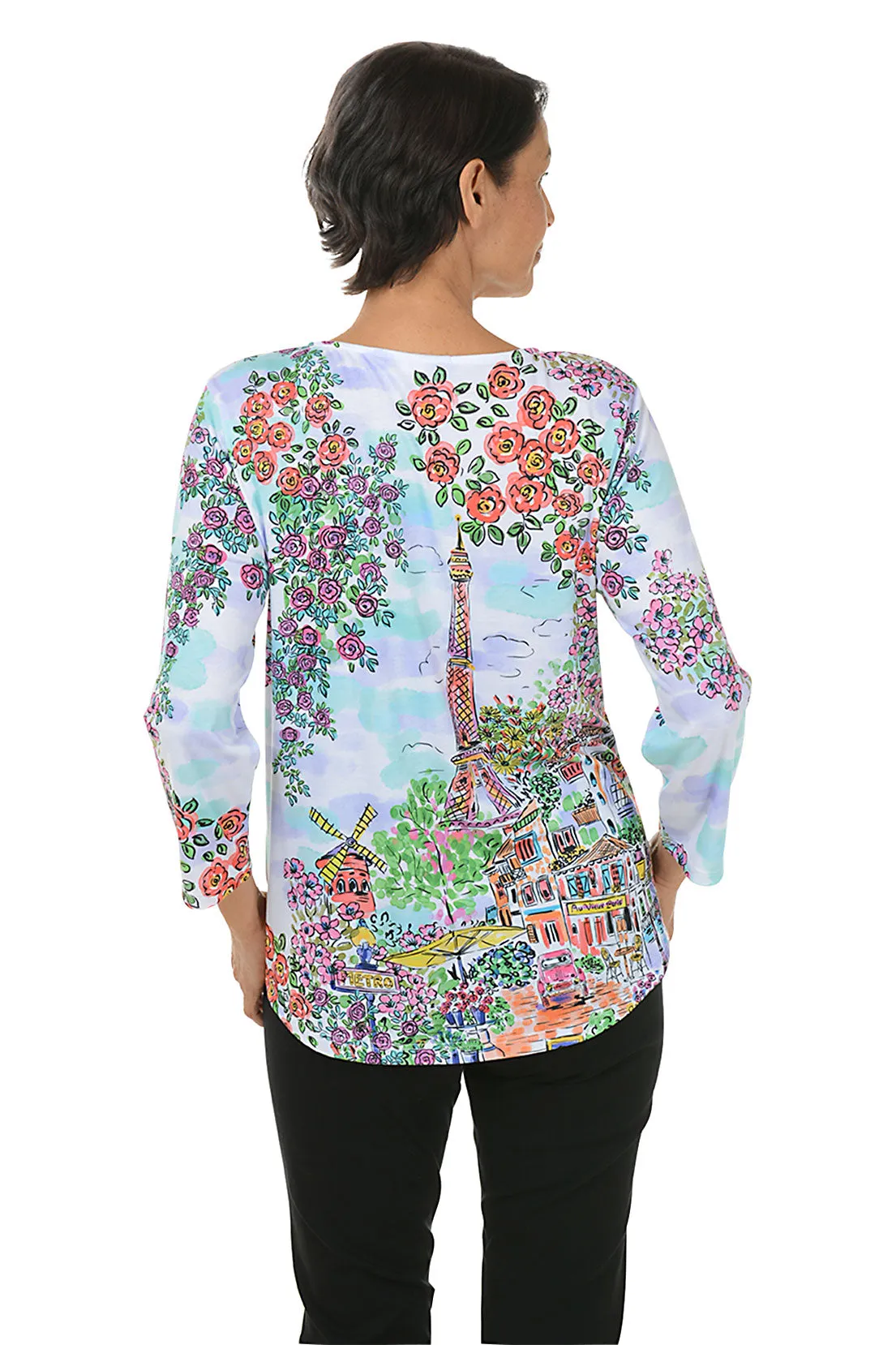 Paris Cafe Curved Hem Knit Top