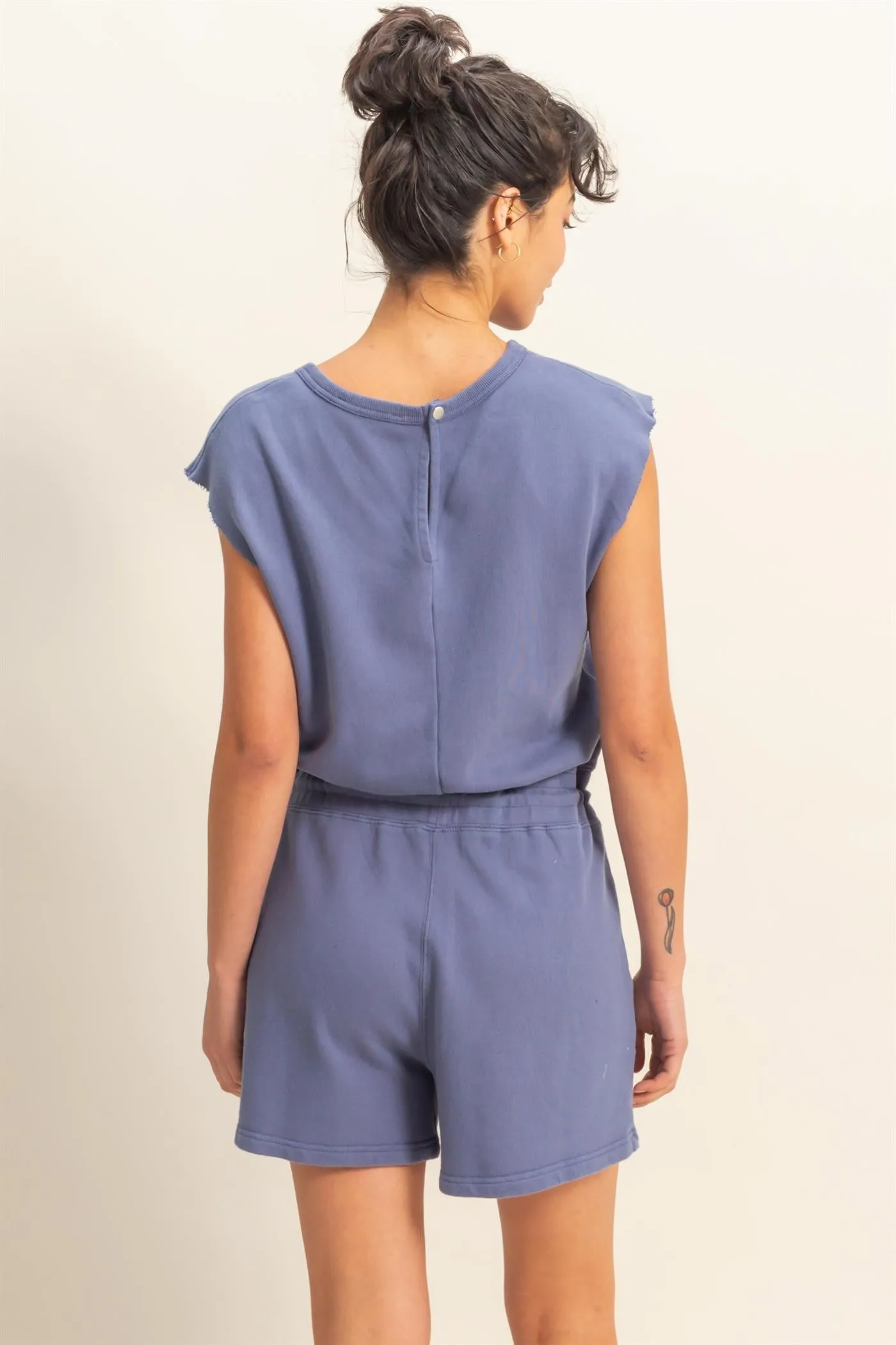 Penelope- Sleeveless Drawstring Waist Romper