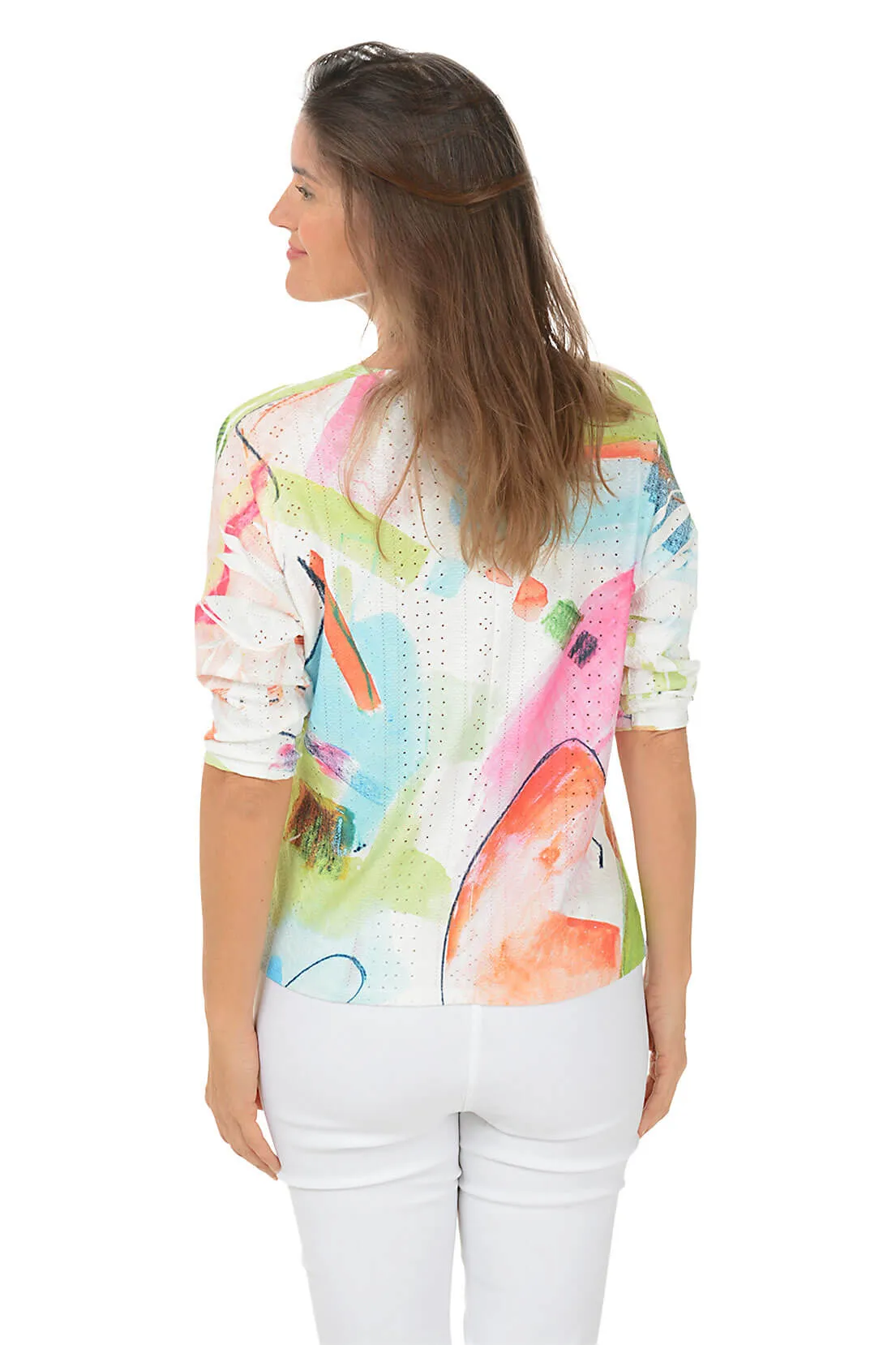 Petite Pastel Paint Eyelet Tie-Front Top