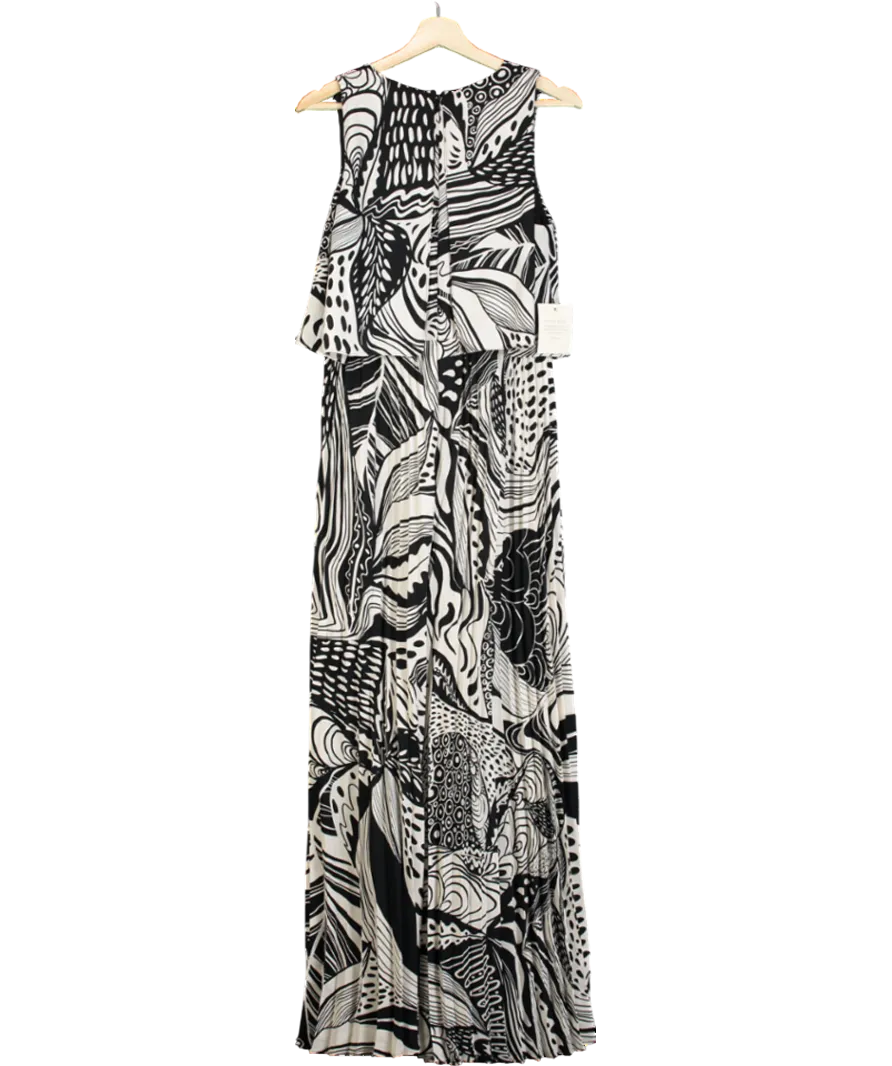 Phase Eight Black Saskia Pleated Wide Leg Jumpsuit, Black/cream UK 10