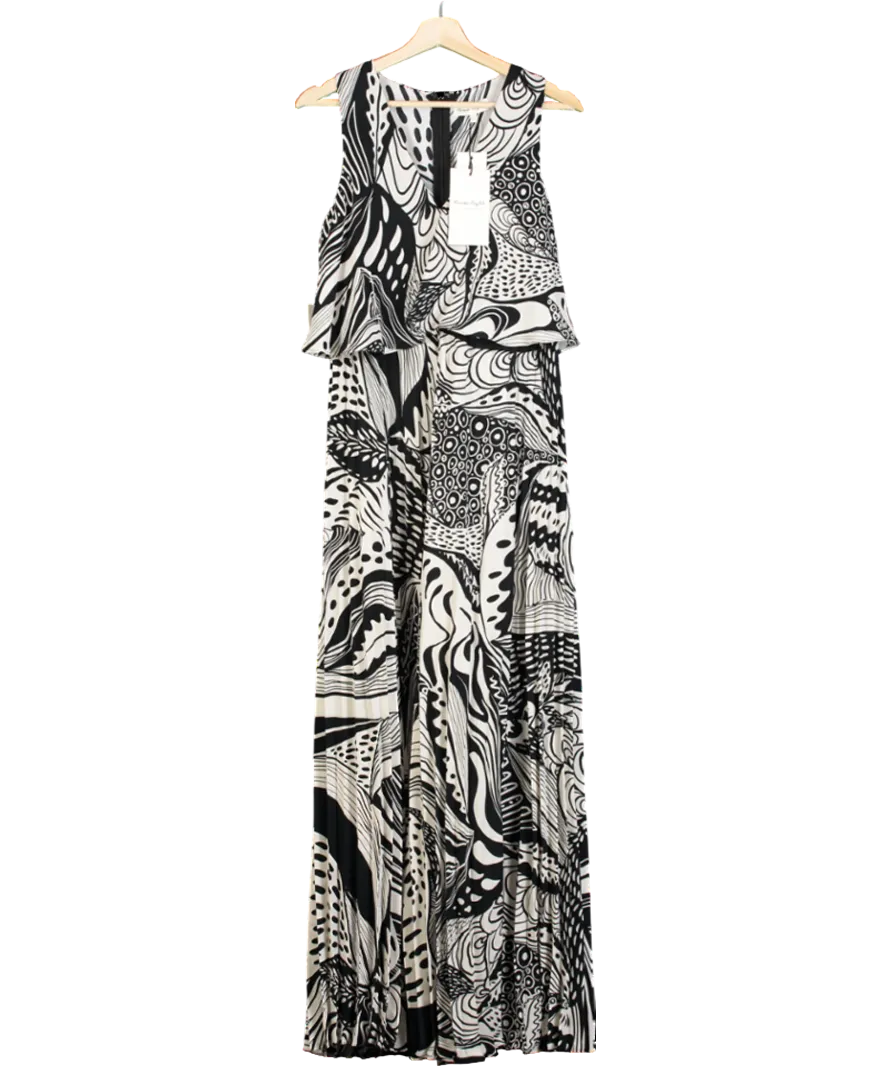 Phase Eight Black Saskia Pleated Wide Leg Jumpsuit, Black/cream UK 10