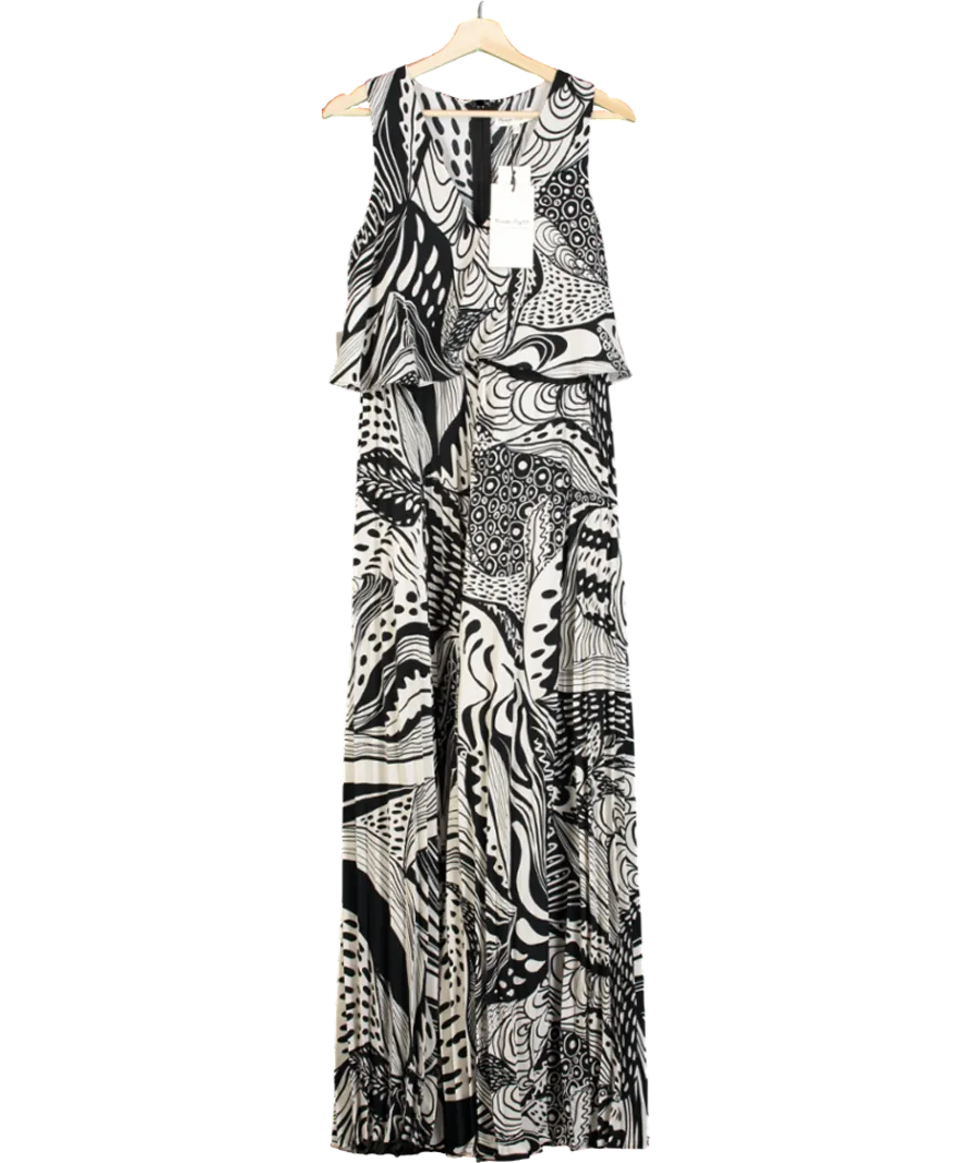 Phase Eight Saskia Pleated Wide Leg Jumpsuit, Black/cream UK 12