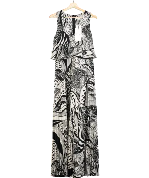 Phase Eight Saskia Pleated Wide Leg Jumpsuit, Black/cream UK 12