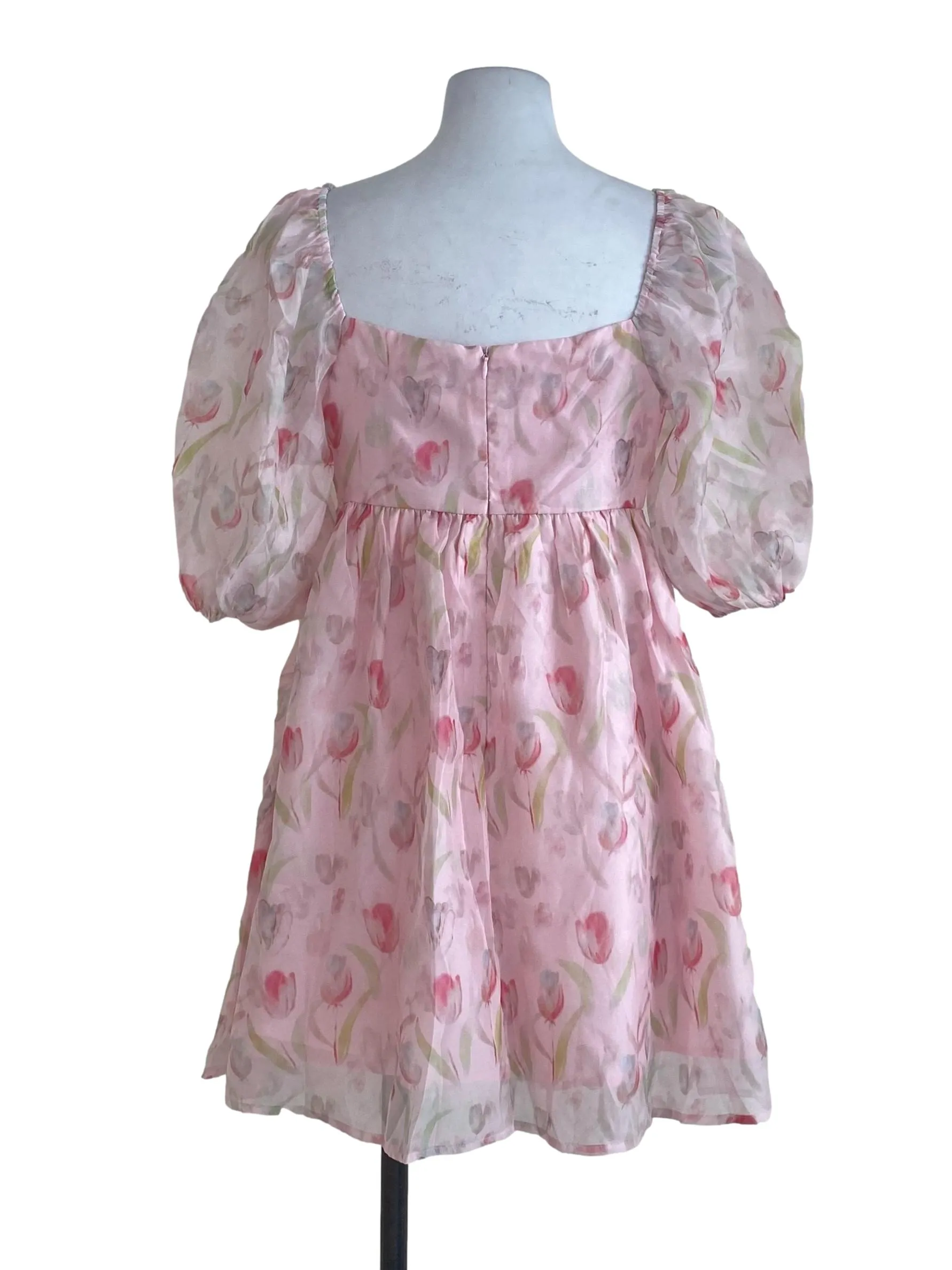 Pink Floral Babydoll Romper Dress