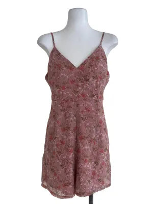 Pink Floral Wrap Romper