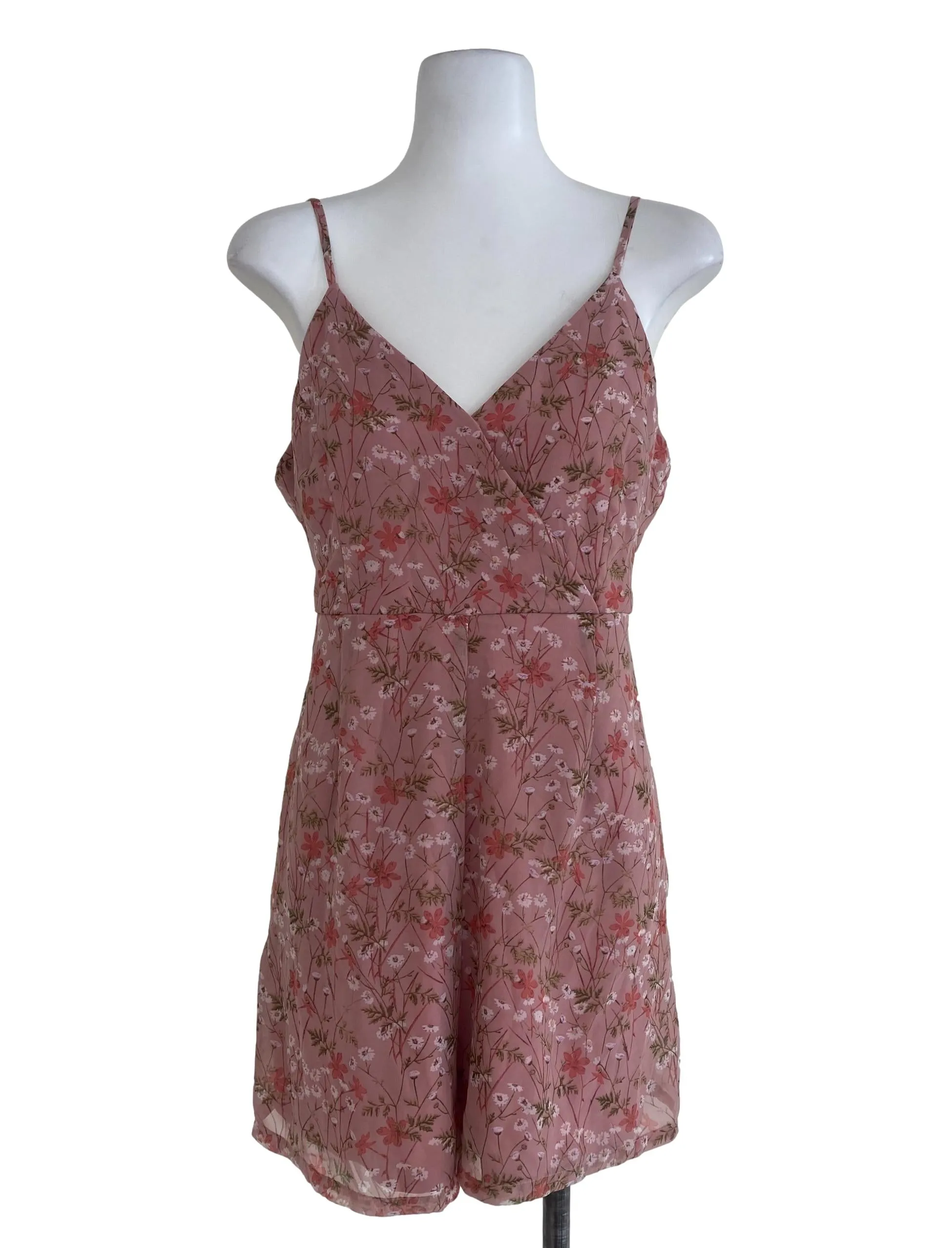 Pink Floral Wrap Romper