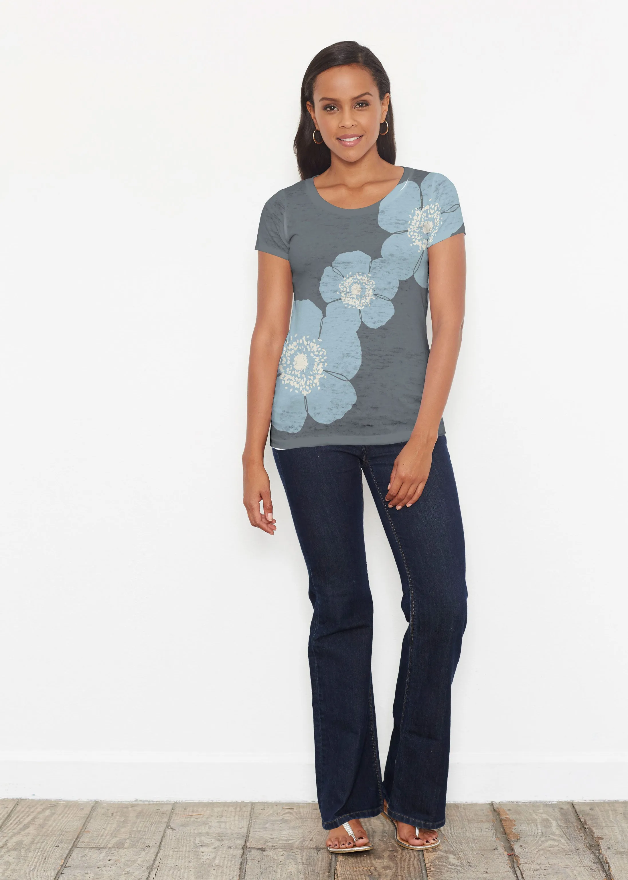 Poppy SteelBlue-Grey (7066) ~ Signature Short Sleeve Scoop Shirt