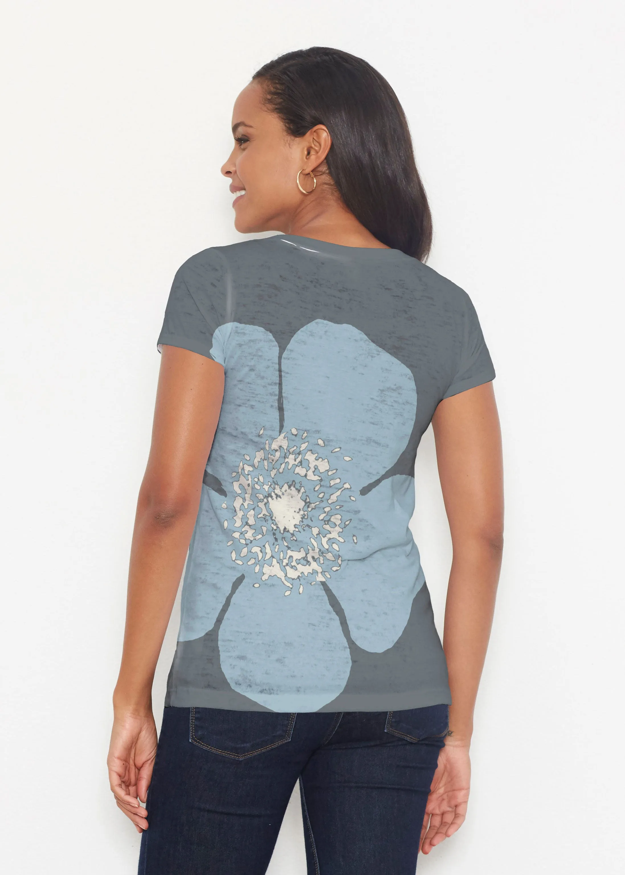 Poppy SteelBlue-Grey (7066) ~ Signature Short Sleeve Scoop Shirt