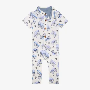 Posh Peanut- Franklin Short Sleeve Collared Henley Romper