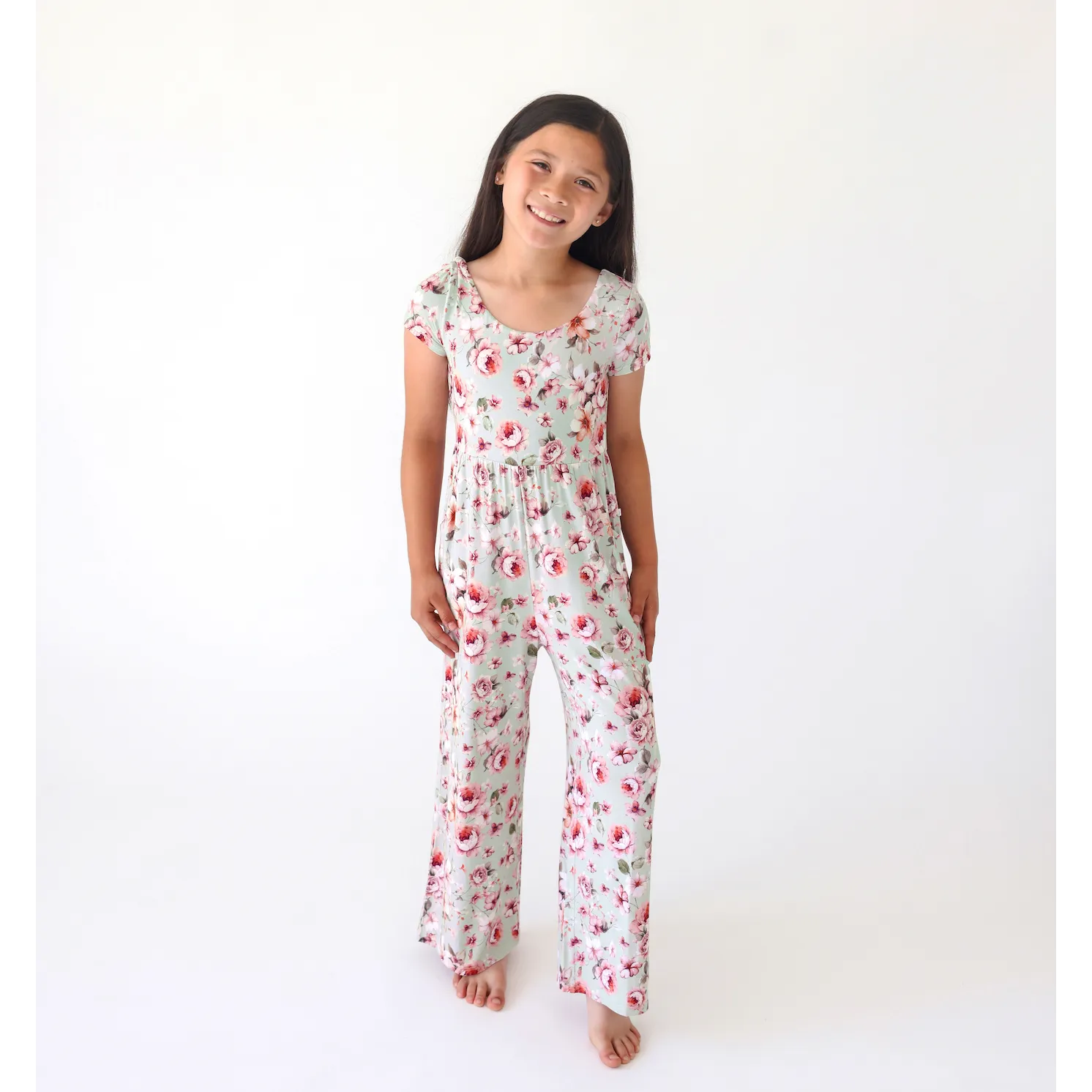 Posh Peanut Millicent Short Sleeve Scoop Back Wide Leg Jumpsuit