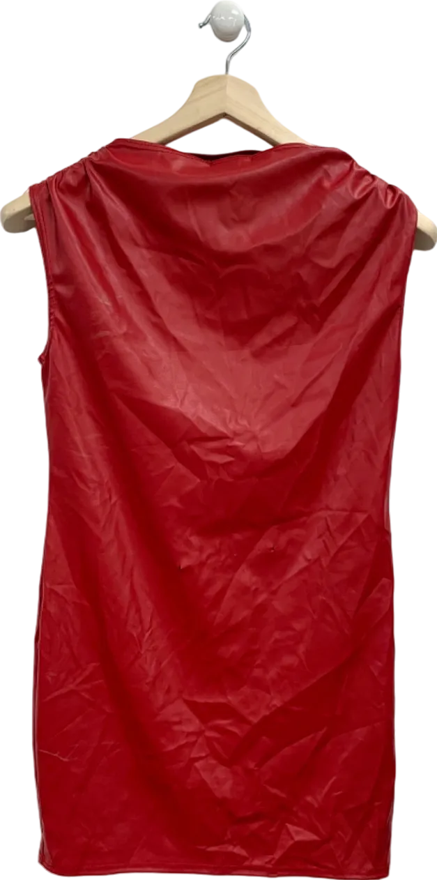 Pretty Little Thing Red Sleeveless Faux Leather Dress UK 12