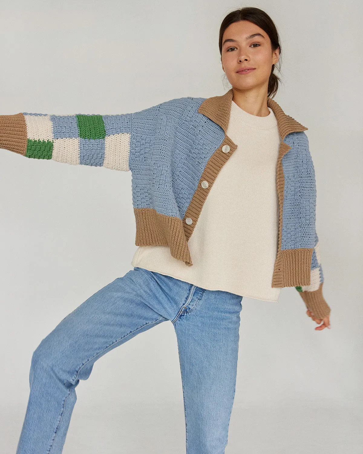 Prietema Crochet Cotton Jacket Fantasy Blue