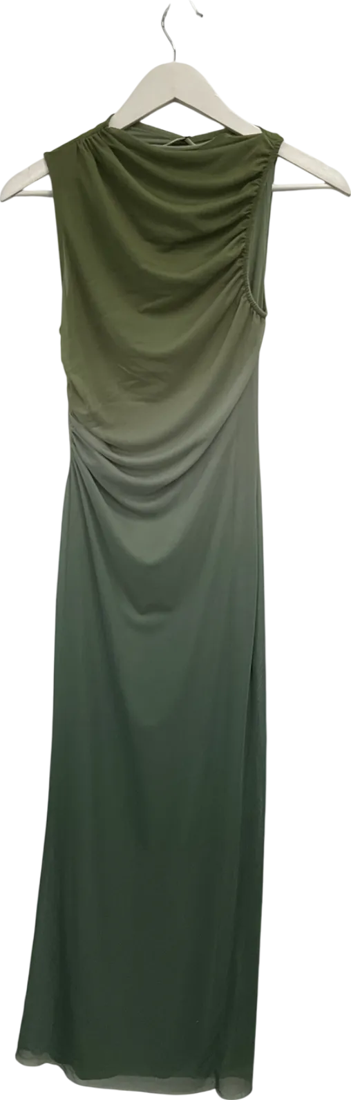 Pull&Bear Mesh Sleeveless Maxi Dress In Green Ombre UK XS