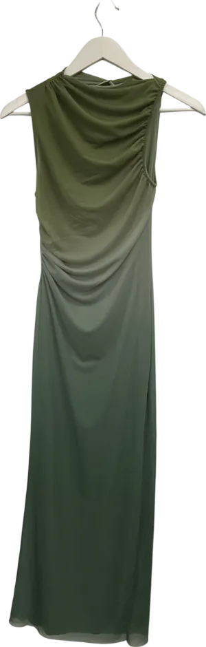 Pull&Bear Mesh Sleeveless Maxi Dress In Green Ombre UK XS