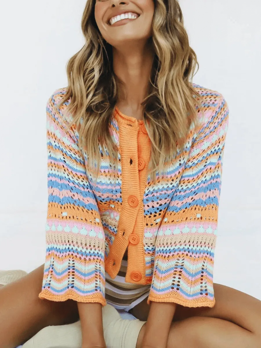 Pumpkin Date Knit Cardigan - Orange