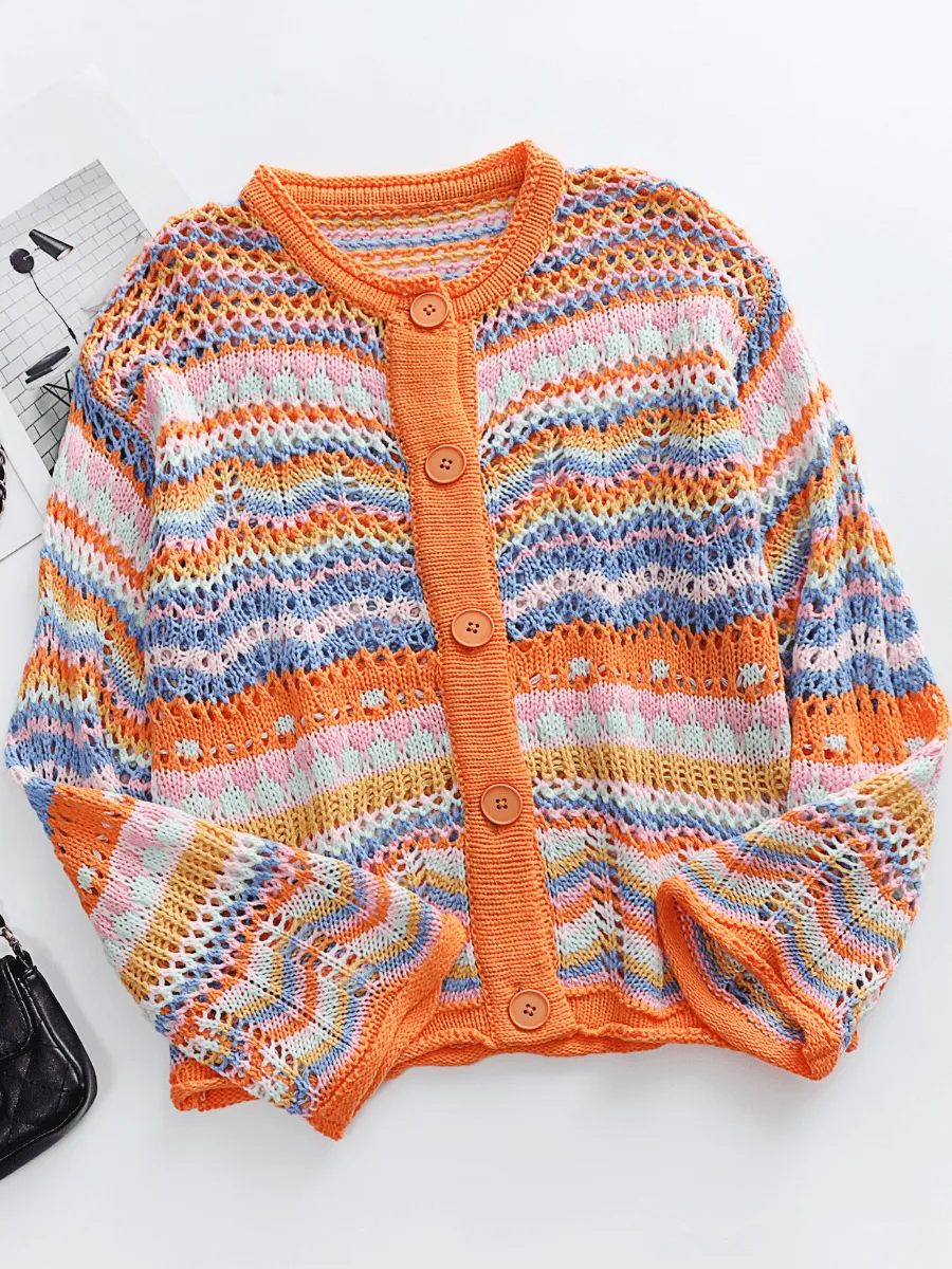 Pumpkin Date Knit Cardigan - Orange