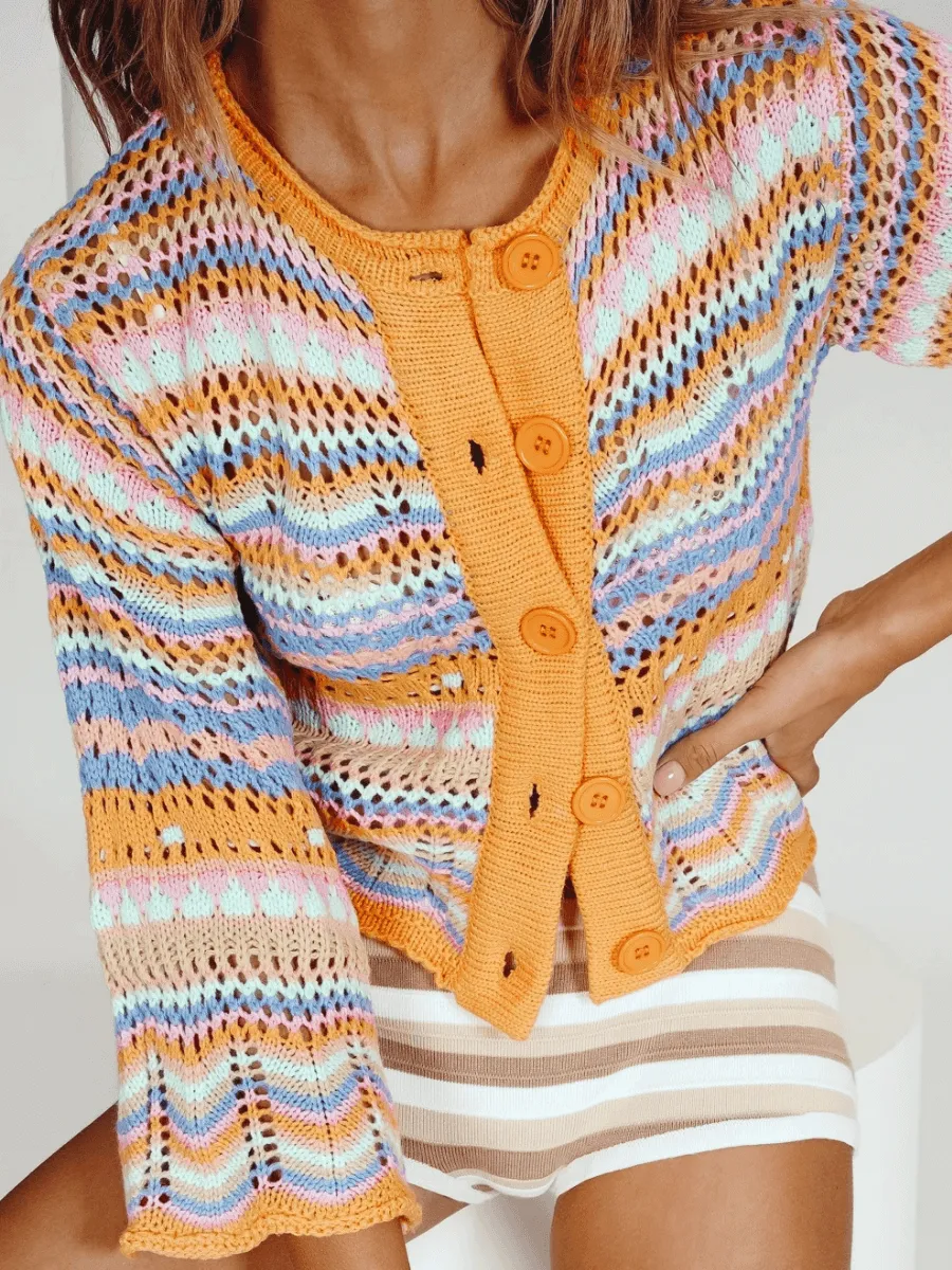 Pumpkin Date Knit Cardigan - Orange