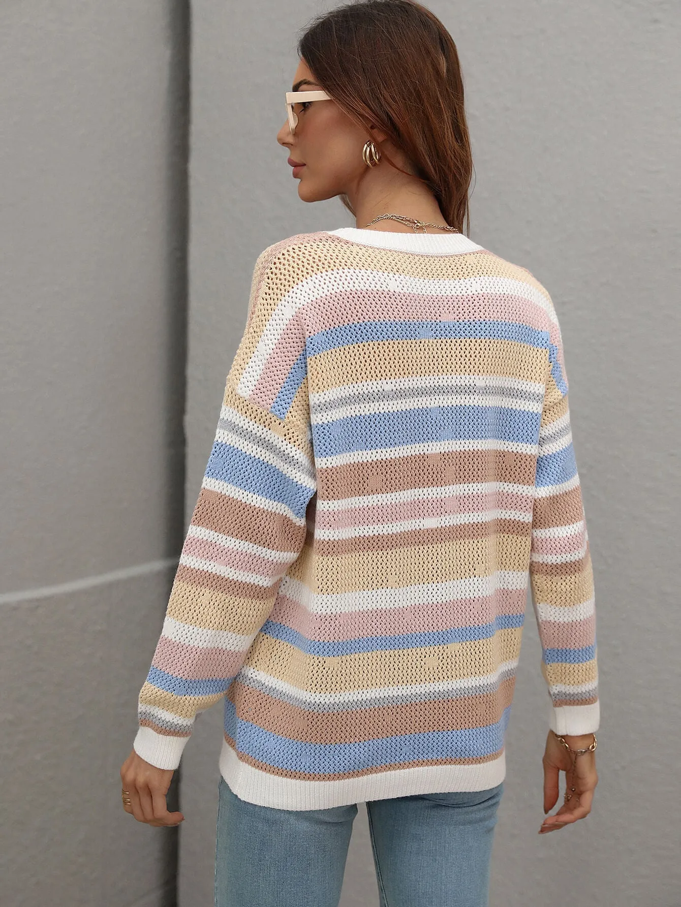 Quellise Knit Top - Pink Stripe Print