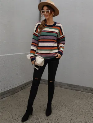 Quellise Knit Top - Purple Stripe Print