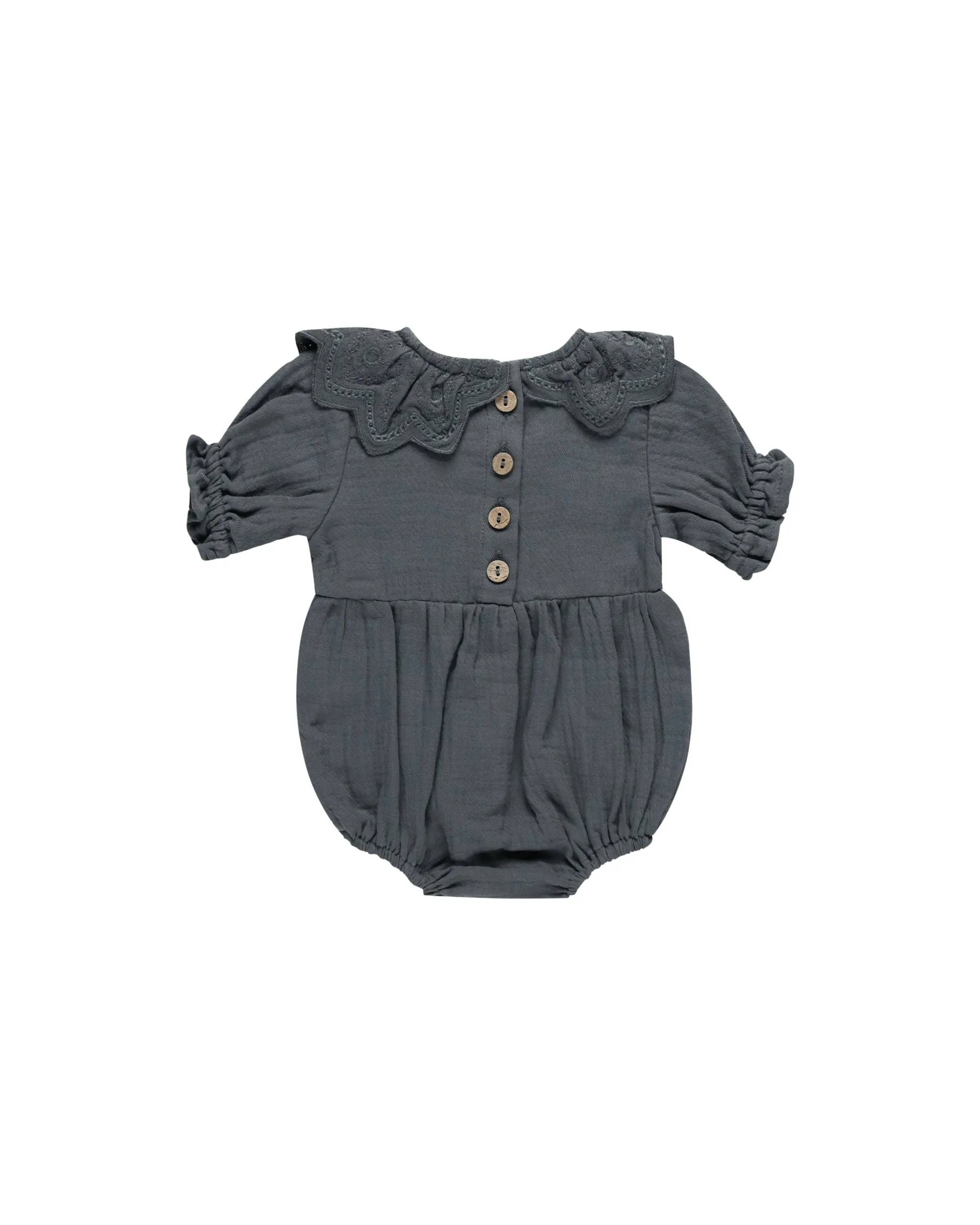 Quincy Mae Collared Romper || Indigo