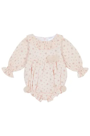 "Alina" Peach Gingham Floral Shortie