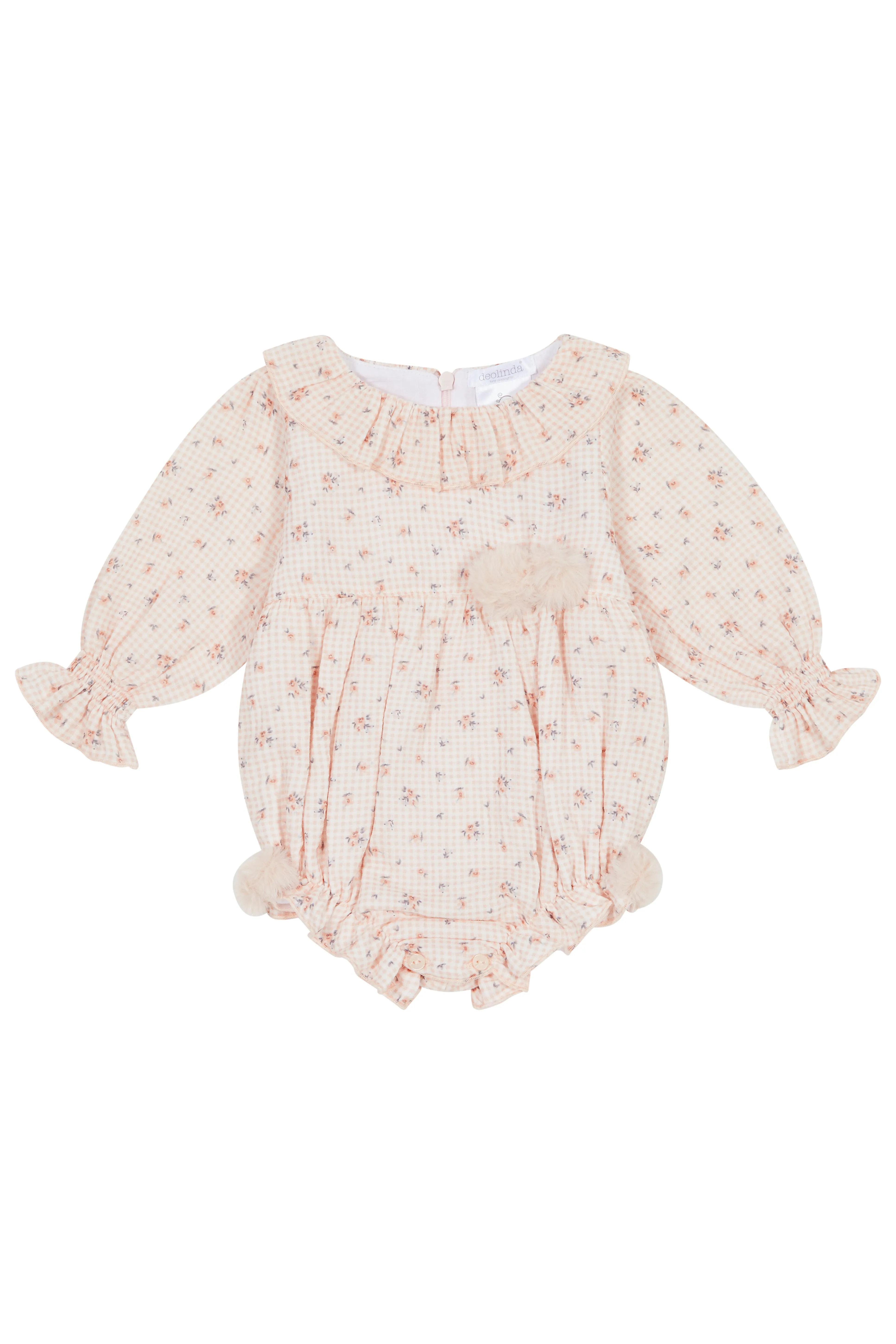 "Alina" Peach Gingham Floral Shortie