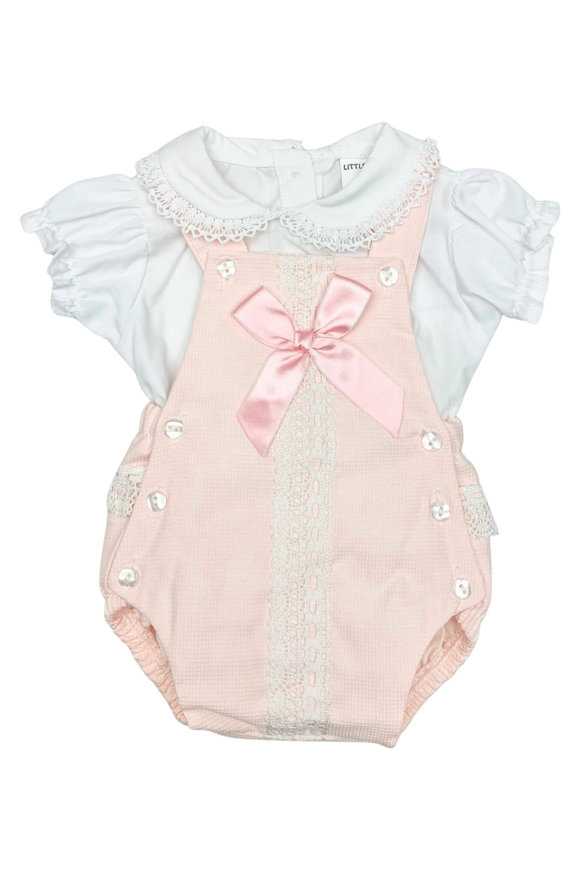 "Charlotte" Pink Dungaree Romper Set