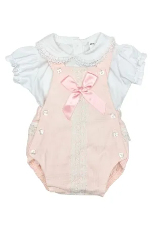 "Charlotte" Pink Dungaree Romper Set