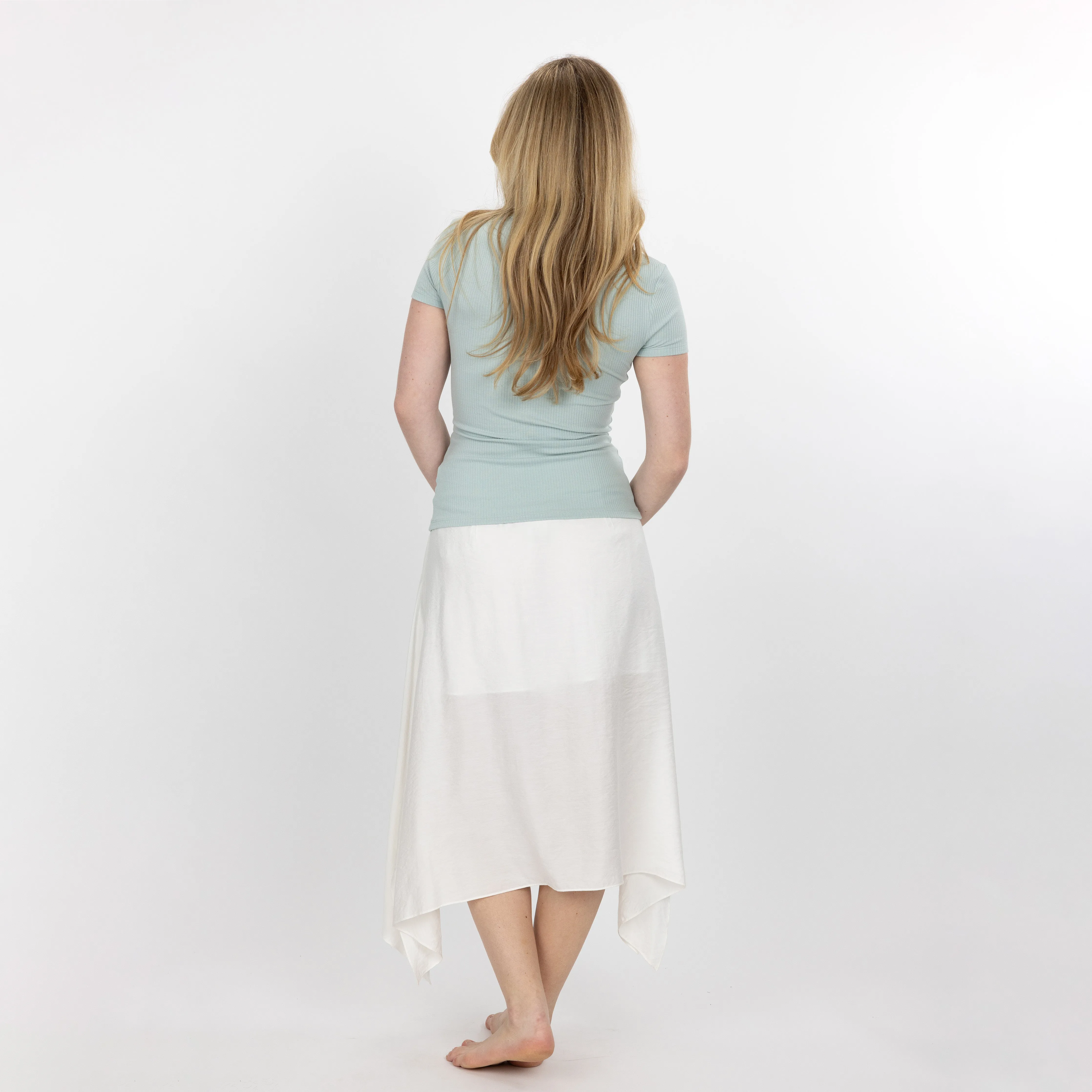 "Chunky" Cotton / Spandex Short Sleeve Scoop Neck Top - Sky Gray