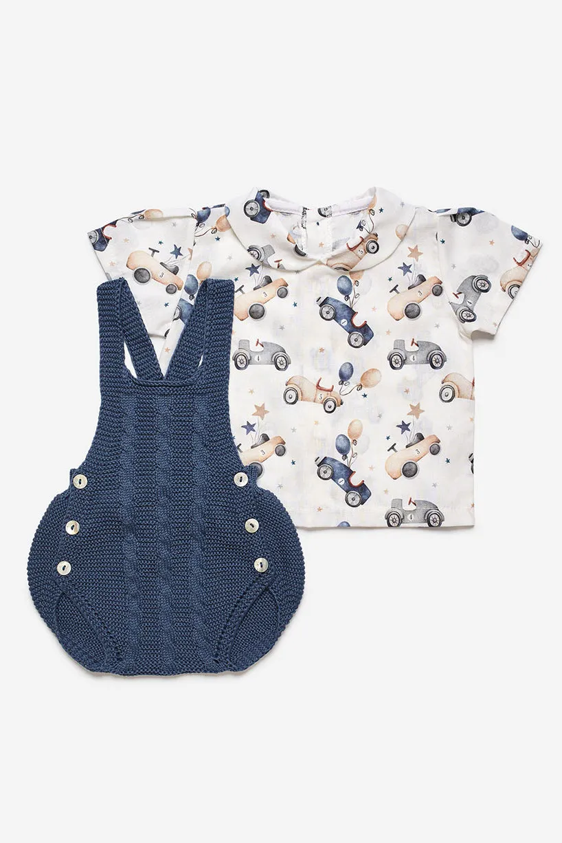 "Cruz" Midnight Blue Car Shirt & Dungaree