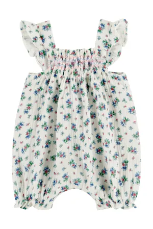 "Miriam" Dusky Blue Floral Romper