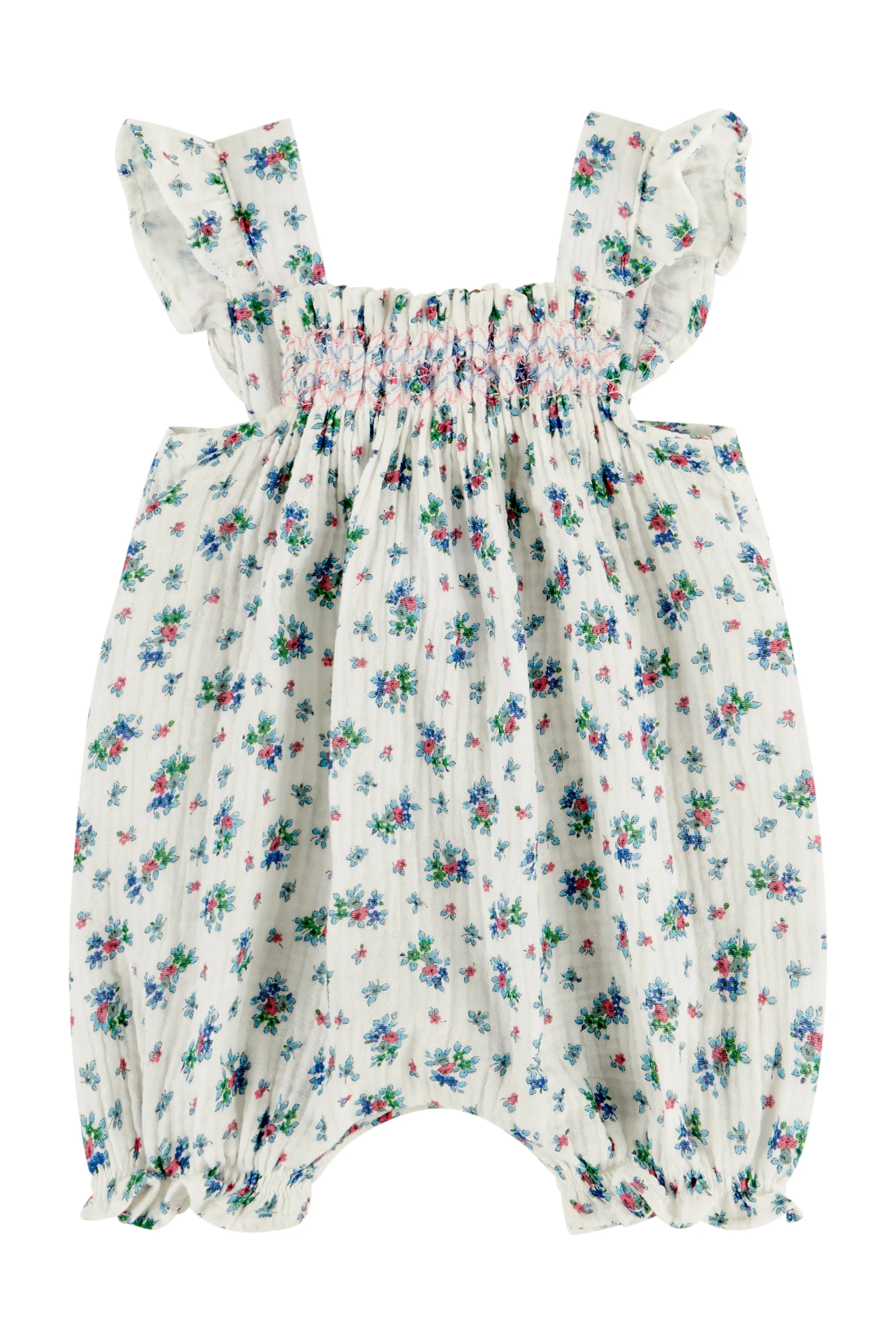 "Miriam" Dusky Blue Floral Romper