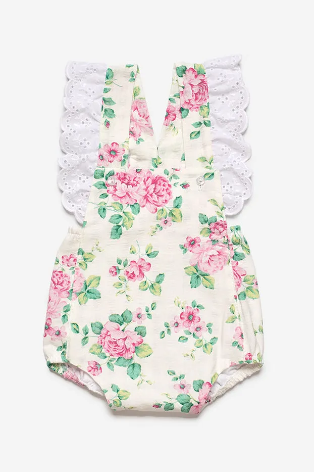 "Pippa" Fuchsia Floral Dungaree Romper