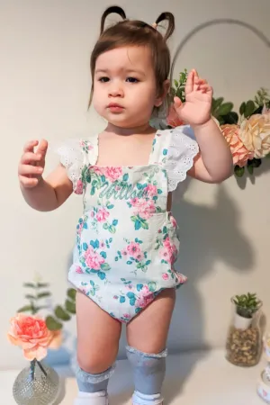 "Pippa" Fuchsia Floral Dungaree Romper