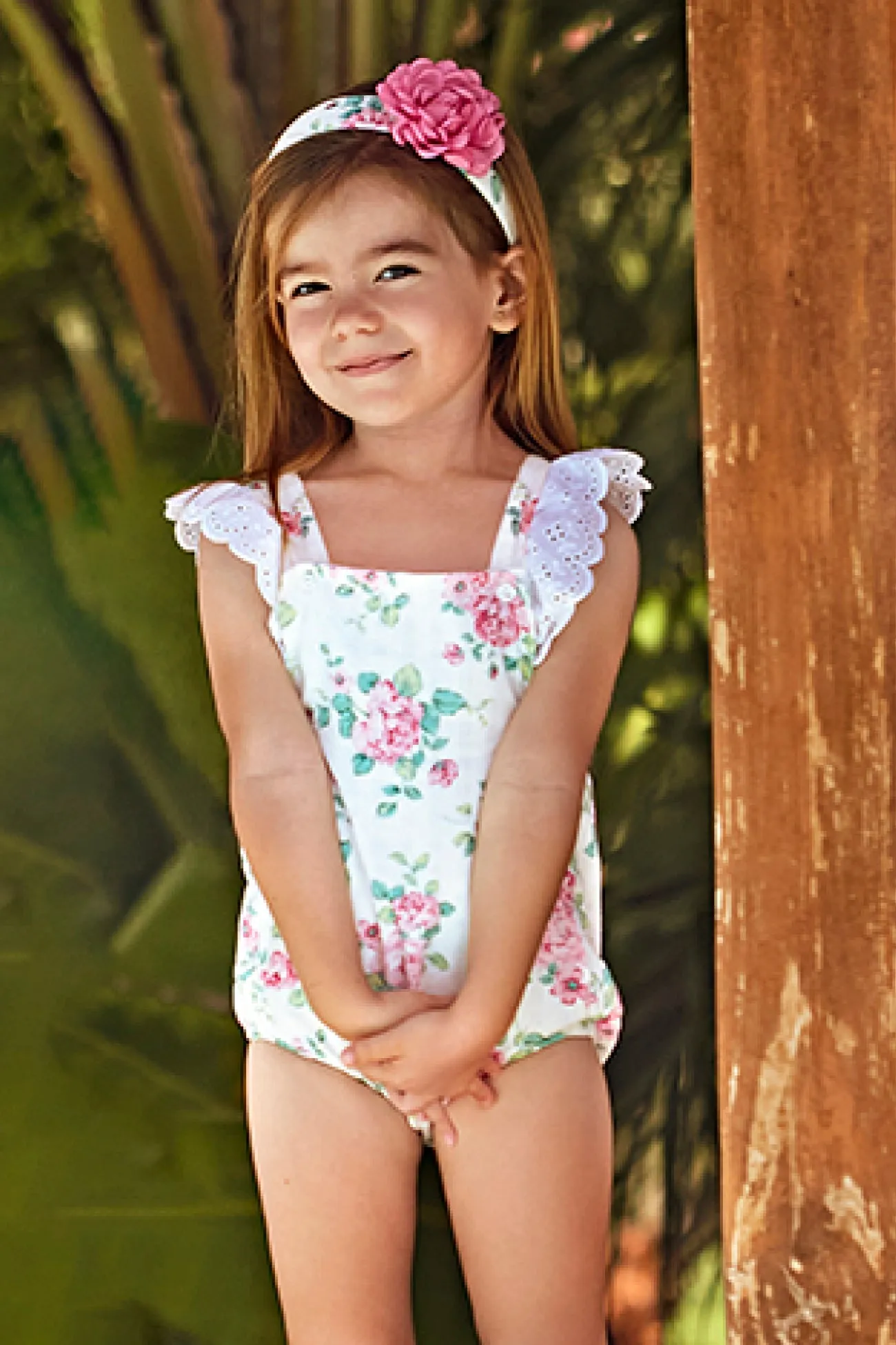 "Pippa" Fuchsia Floral Dungaree Romper