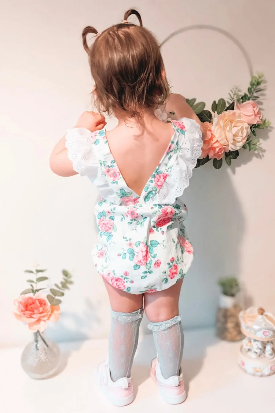 "Pippa" Fuchsia Floral Dungaree Romper