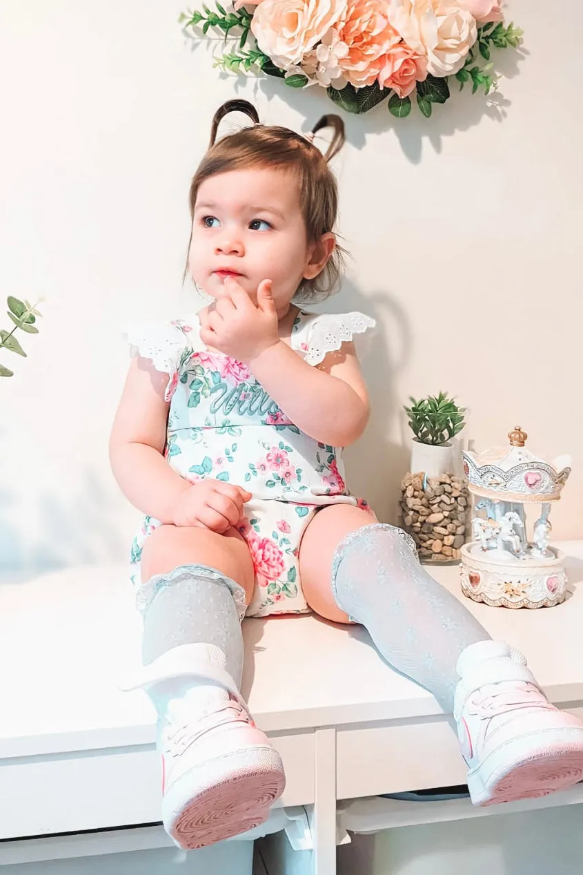 "Pippa" Fuchsia Floral Dungaree Romper