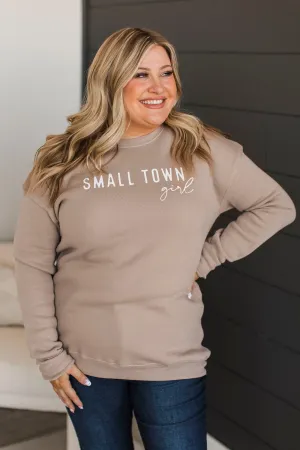 "Small Town Girl" Crew Neck Pullover- Tan