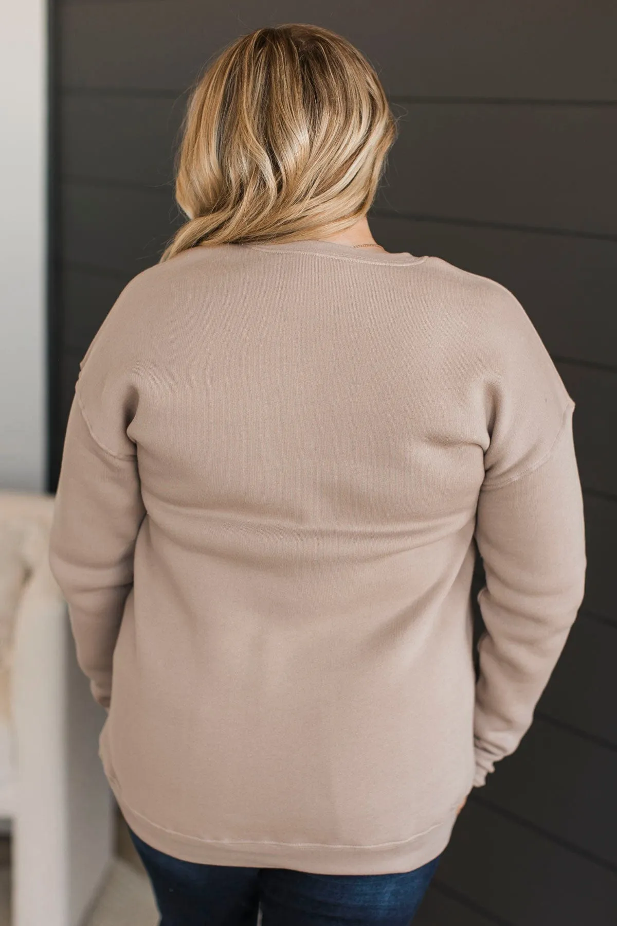 "Small Town Girl" Crew Neck Pullover- Tan