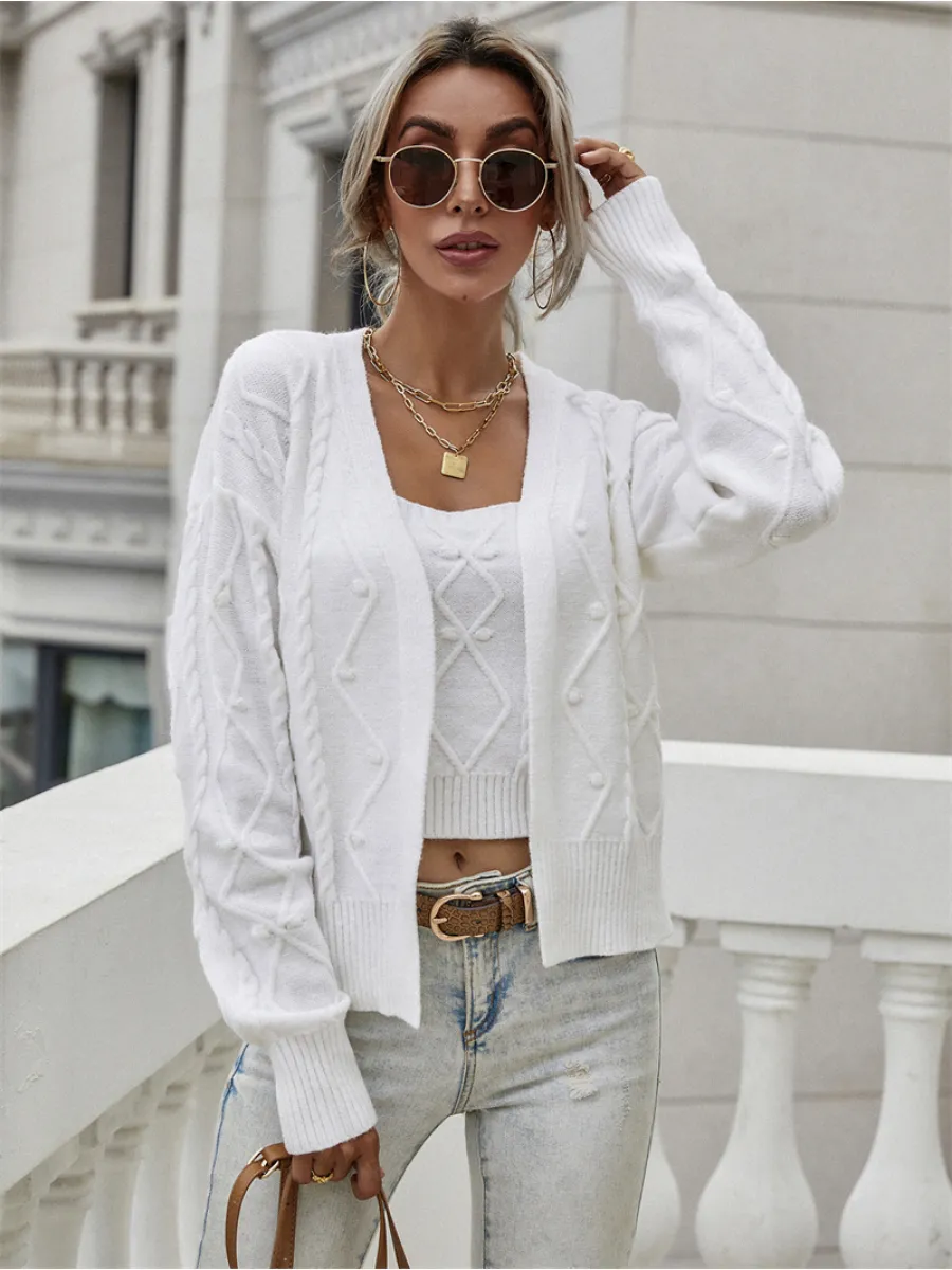 Rachaels Knit Cardigan Set - Cream
