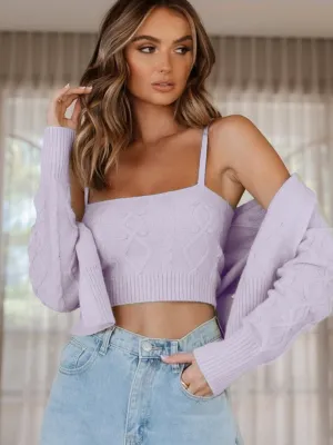 Rachaels Knit Cardigan Set - Lavender