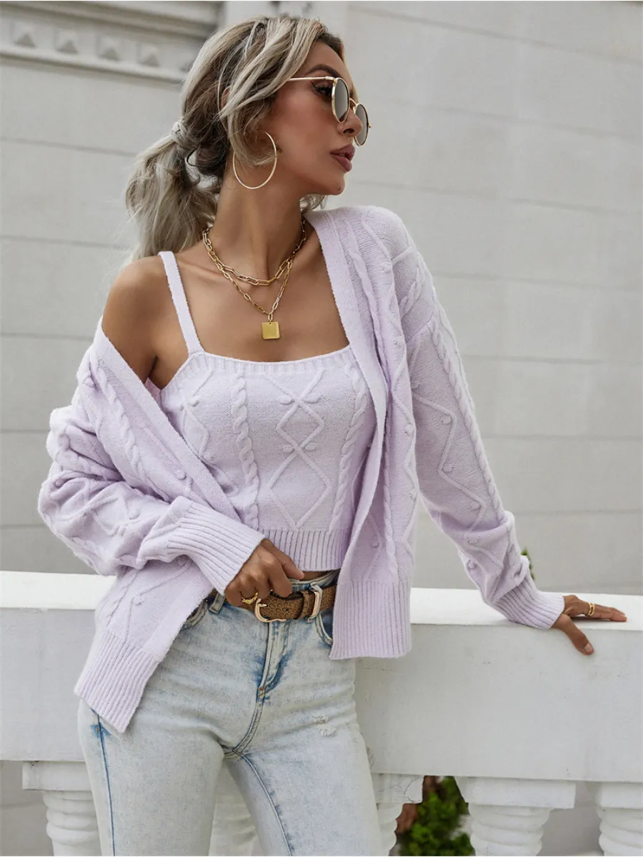 Rachaels Knit Cardigan Set - Lavender