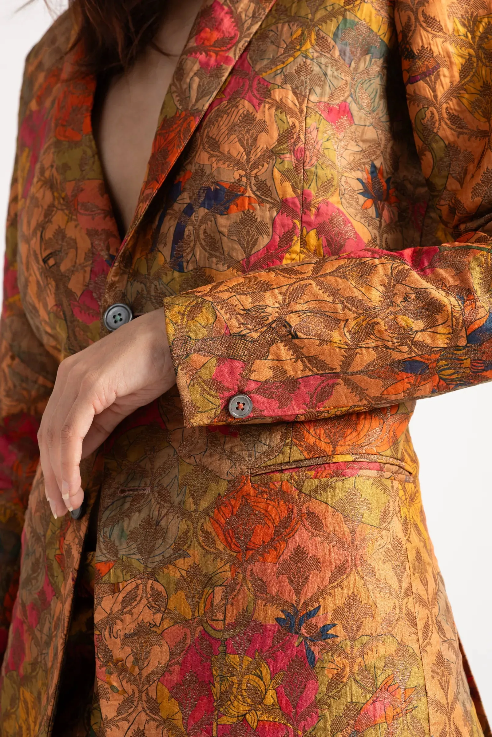 Rana Blazer Silk Brocade Grapefruit