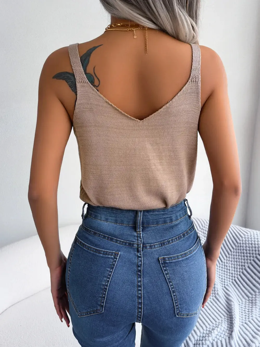 'Raya' Openwork Knit Tank Top