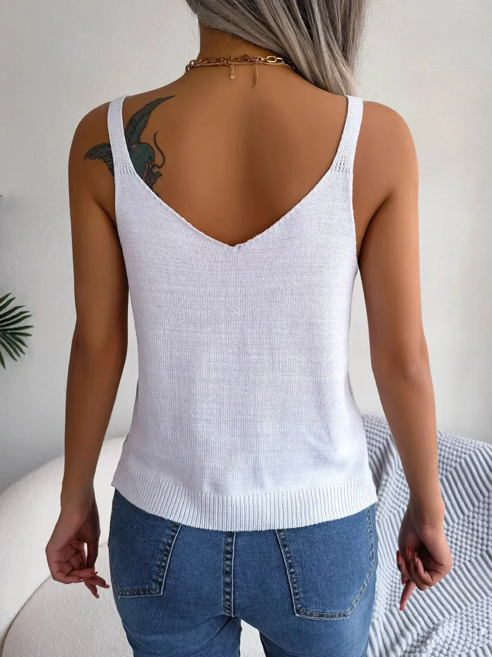 'Raya' Openwork Knit Tank Top