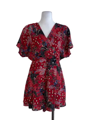 Red Floral Romper
