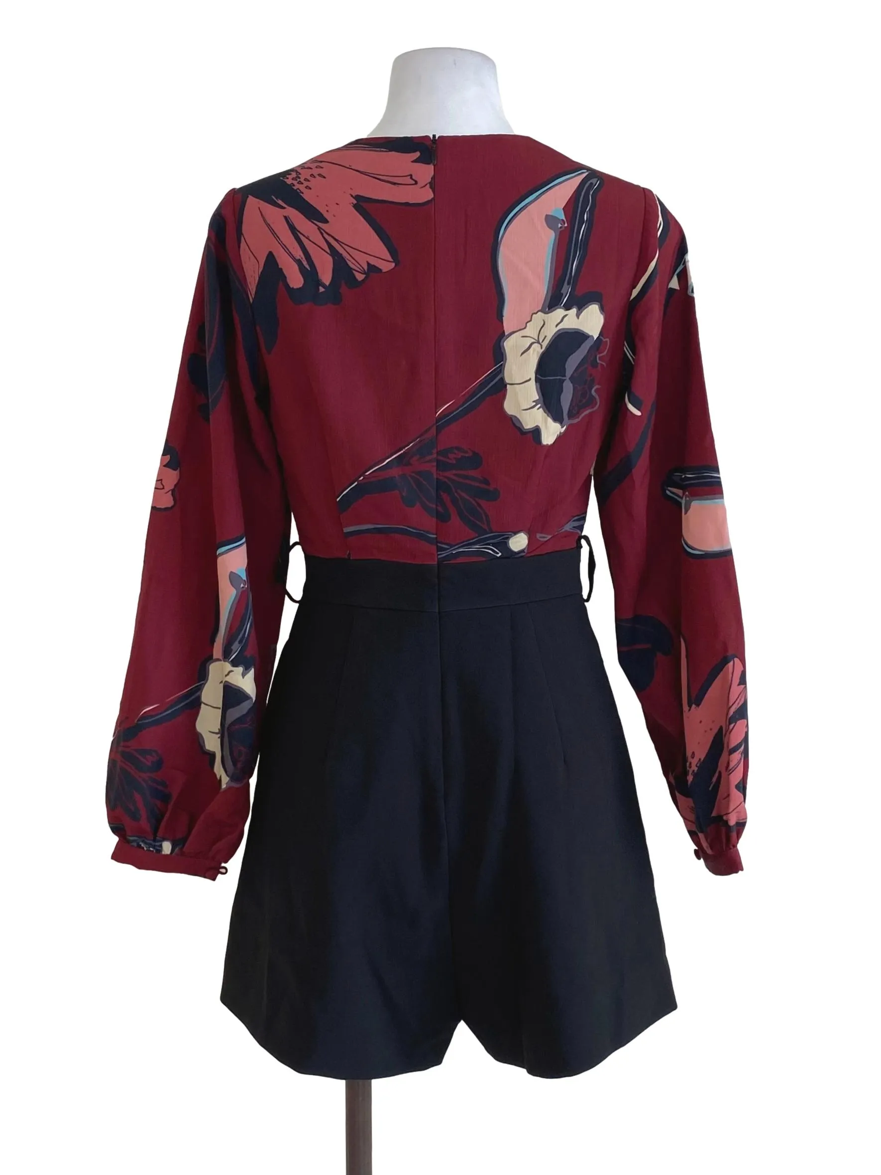 Red Two Tone Floral Rompers